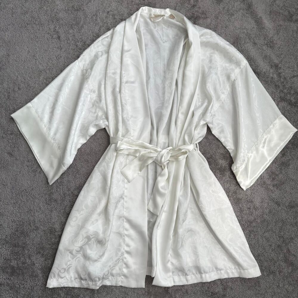 Vintage 90s Victoria Secret white satin robe